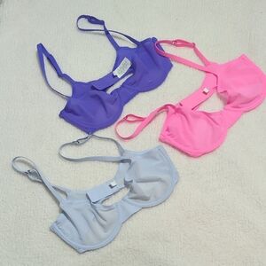 Aerie Smoothez Balconette Set Of 3 Pink Purple Blue Size 32D NWOT!